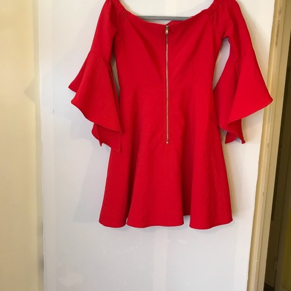 J.O.A. Red Bell Sleeve Off the Shoulder Dress Women's Size XS - Picture 10 of 14